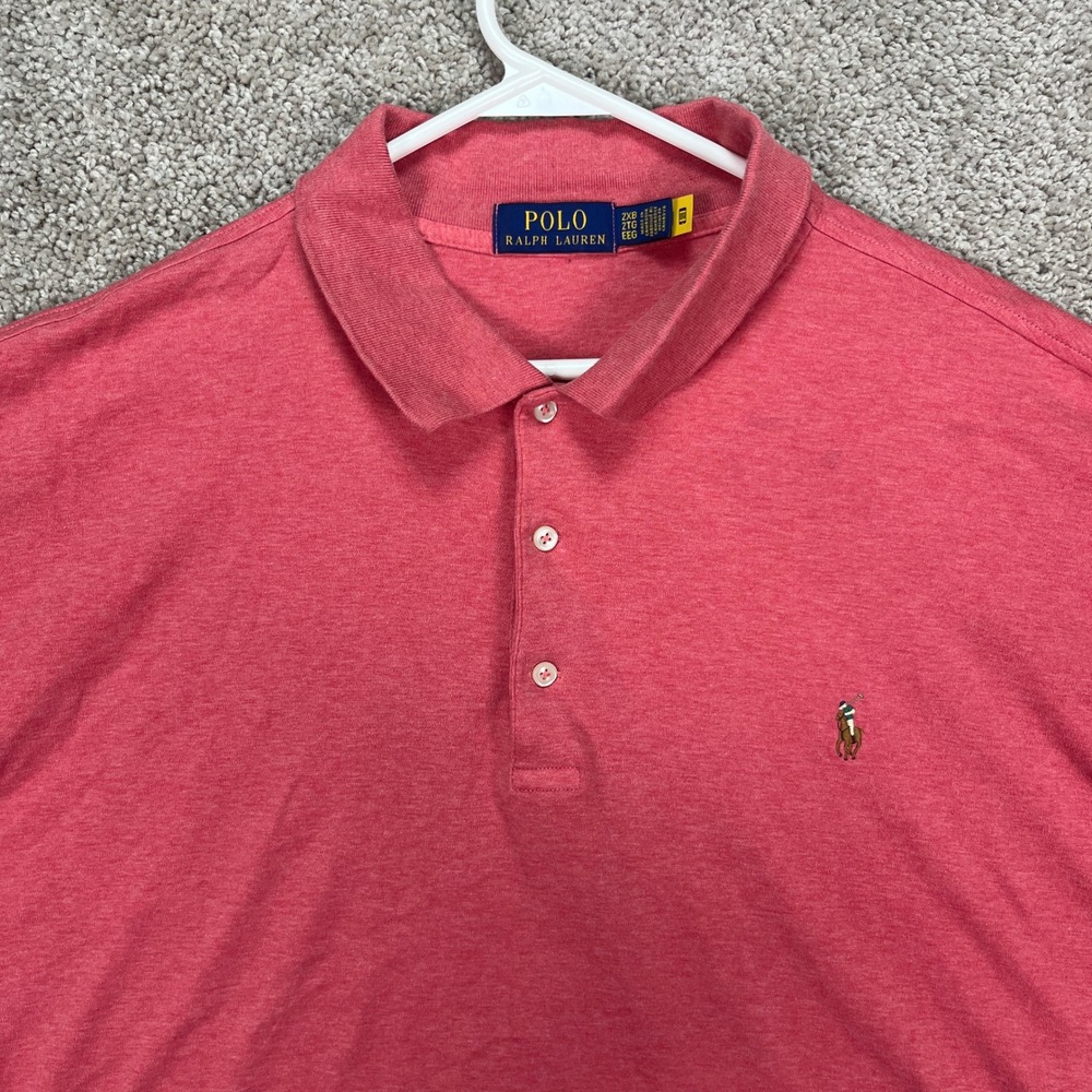 Polo Ralph Lauren Men's‎ 2XL Big 2XB Coral Pink Short Sleeve Polo Shirt Pony